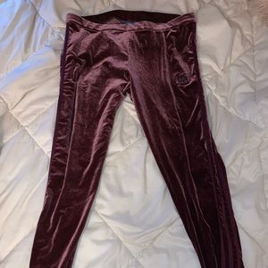 Adidas velvet skinny legging in maroon